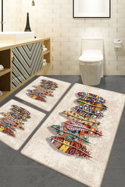 Mijölnir Juego de alfombrillas de baño Rovny Multicolor de 3 piezas